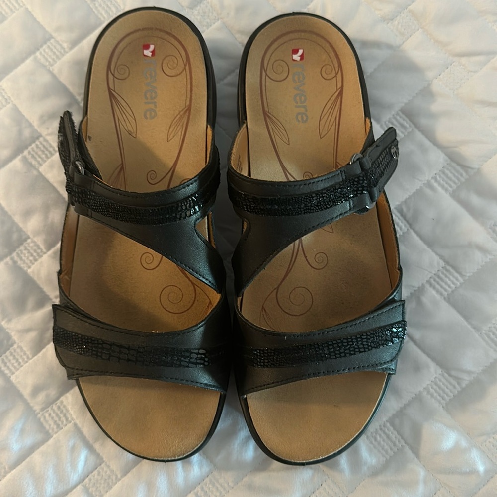 Revere black sandals size 9 (40).  Worn once
